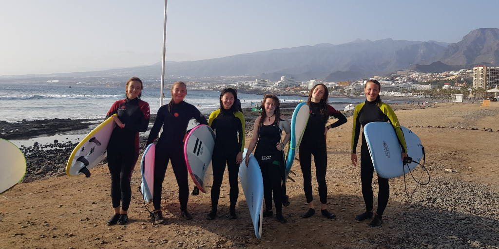 teens surfing in tenerife